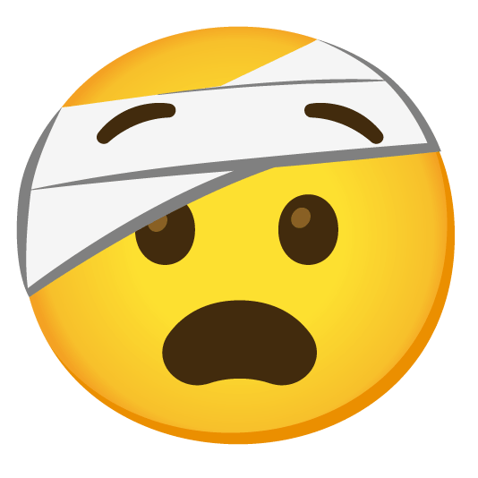 anguished face with head bandage