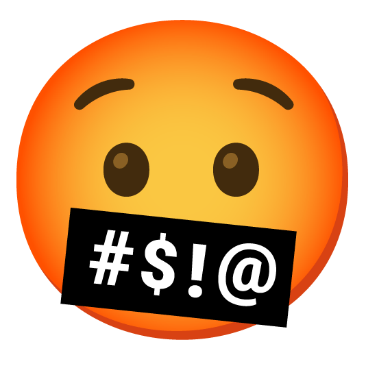 anguished face with symbols on mouth