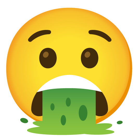 anguished face vomiting