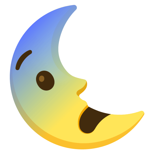 fearful last quarter moon with face