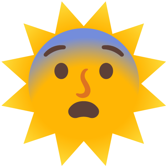 fearful sun with face