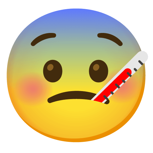 fearful face with thermometer