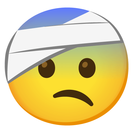 fearful face with head bandage