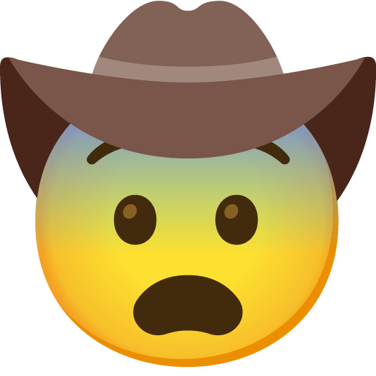 fearful face with cowboy hat