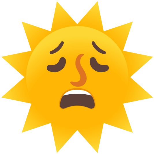 weary sun with face