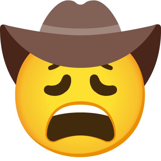 weary face with cowboy hat
