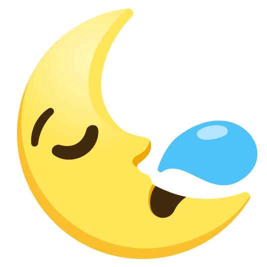 sleepy last quarter moon with face