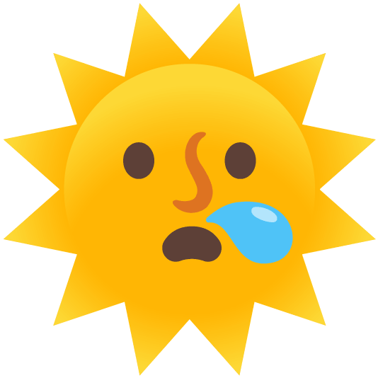 sleepy sun with face