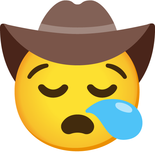 sleepy face with cowboy hat