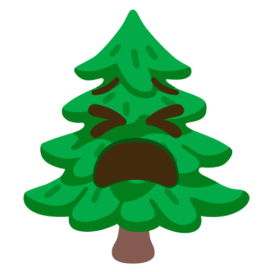 tired face evergreen tree