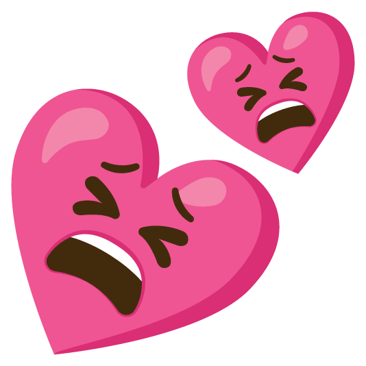 tired face two hearts