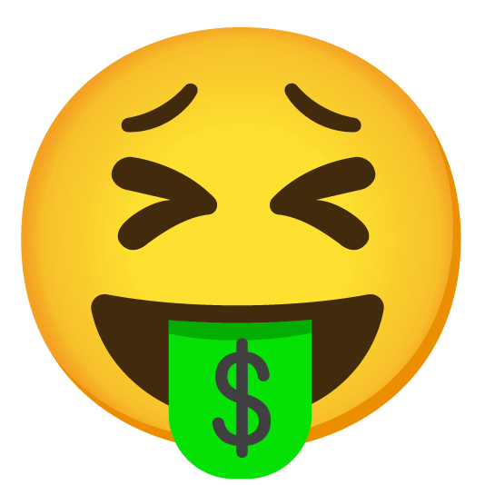 tired face money mouth face