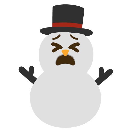 tired face snowman without snow