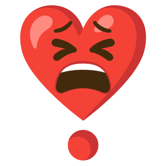 tired face heavy heart exclamation mark ornament