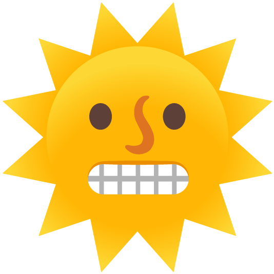 grimacing sun with face