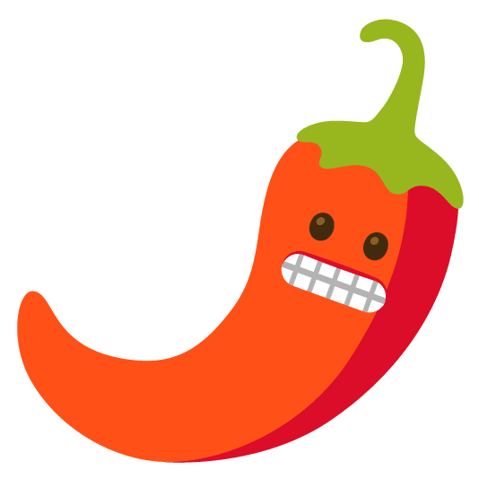 grimacing hot pepper