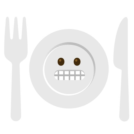grimacing knife fork plate