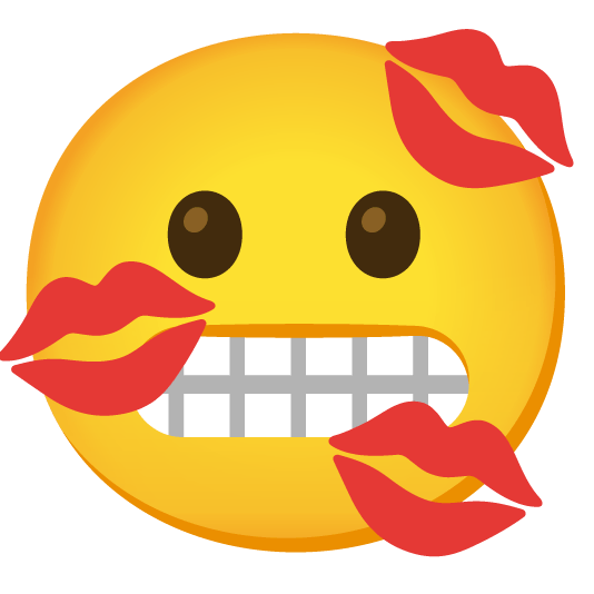 grimacing kiss