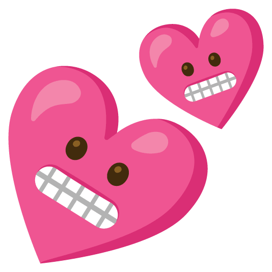 grimacing two hearts
