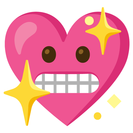 grimacing sparkling heart