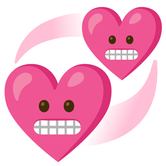 grimacing revolving hearts