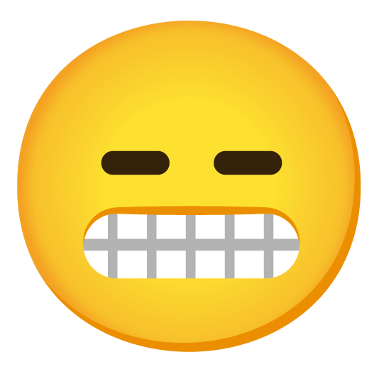 grimacing expressionless