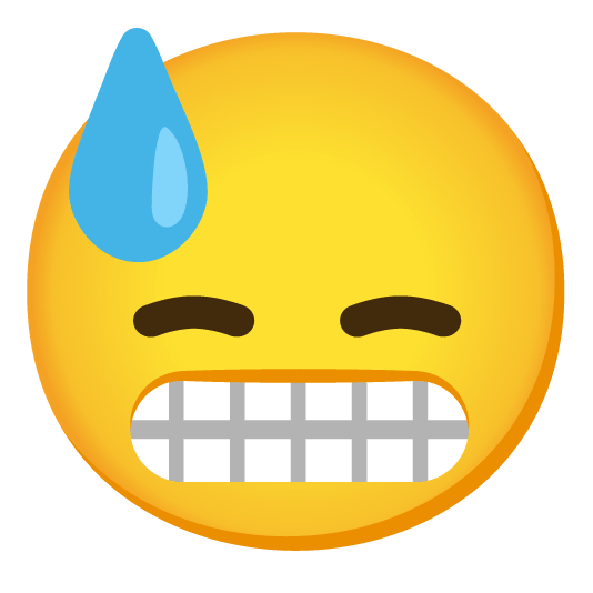 grimacing sweat