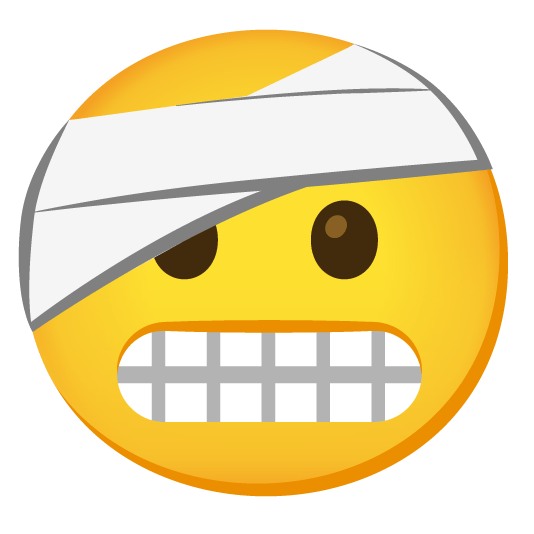 grimacing face with head bandage