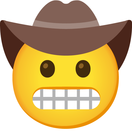 grimacing face with cowboy hat