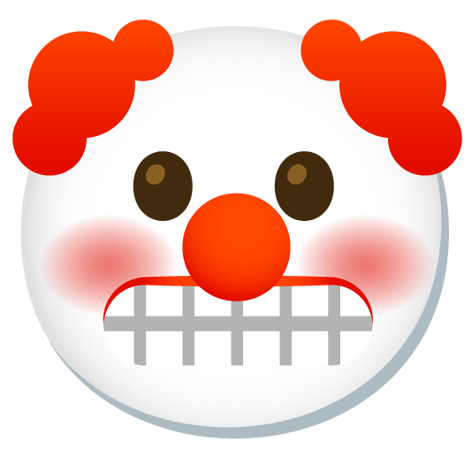 grimacing clown face