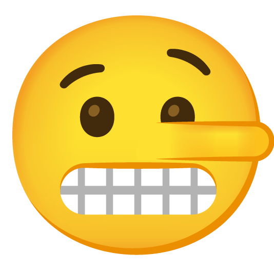 grimacing lying face