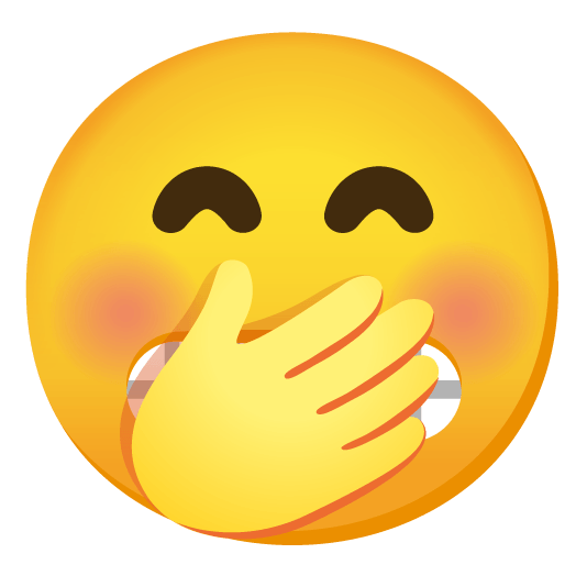 grimacing face with hand over mouth