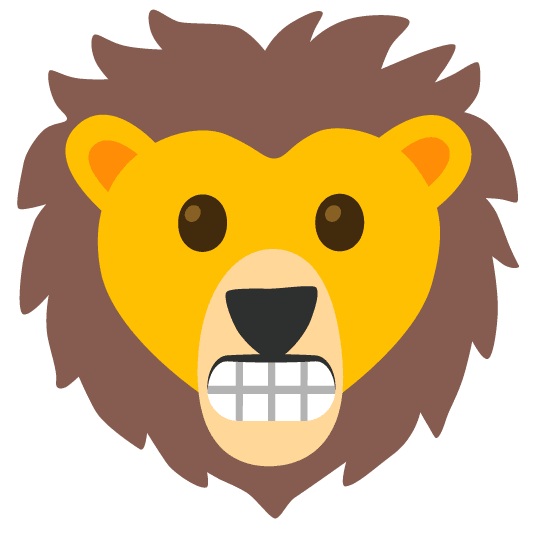 grimacing lion face