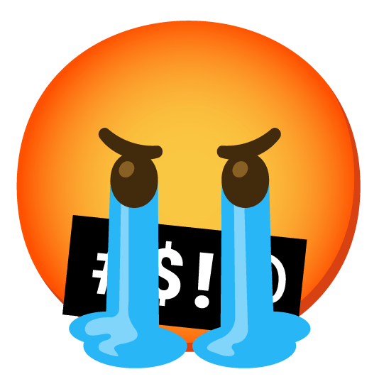 sob face with symbols on mouth