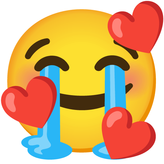 sob smiling face with 3 hearts