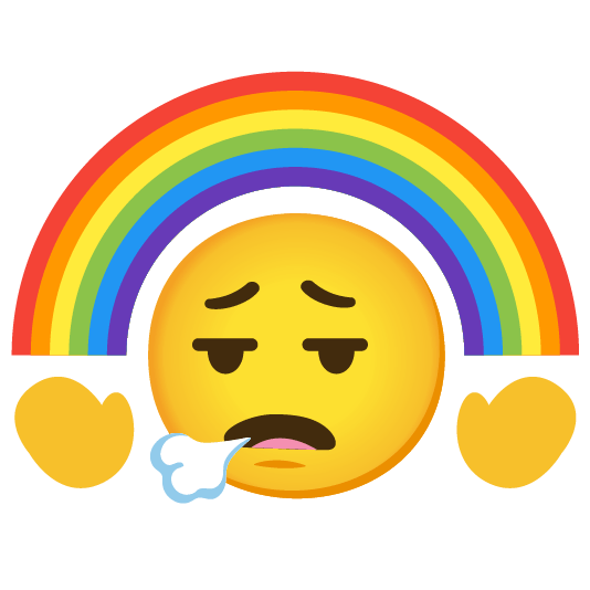 face exhaling rainbow