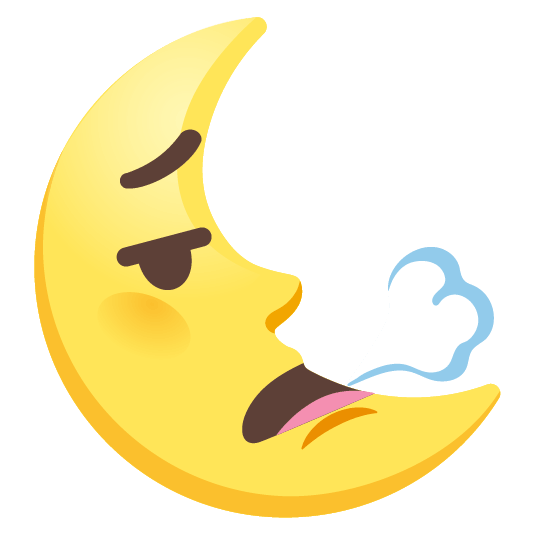 face exhaling last quarter moon with face