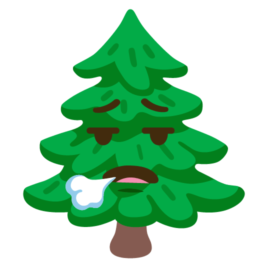 face exhaling evergreen tree