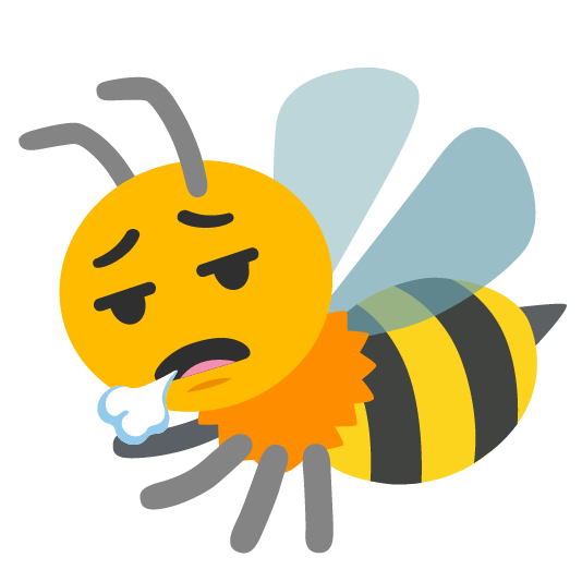 face exhaling bee