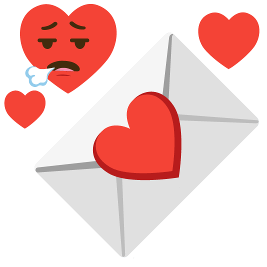 face exhaling love letter