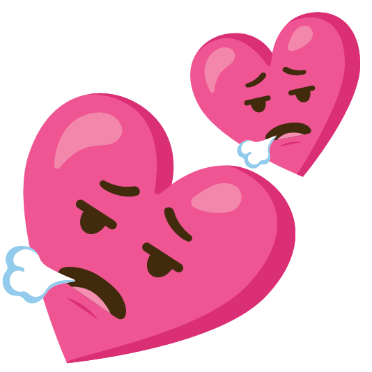 face exhaling two hearts