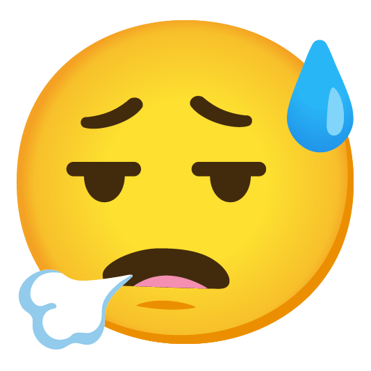 face exhaling sweat smile