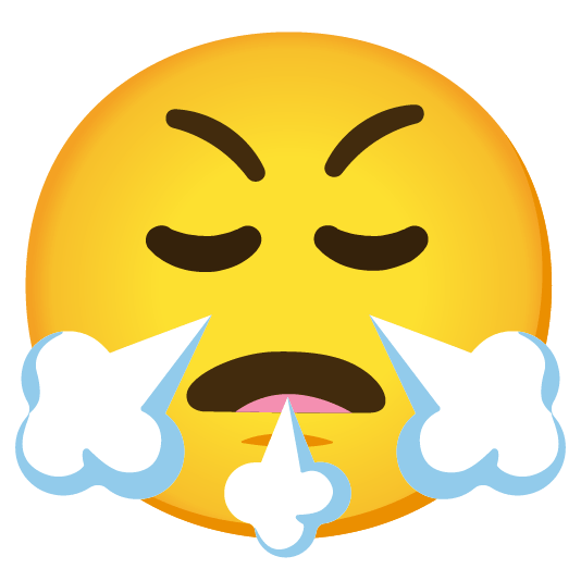 face exhaling triumph