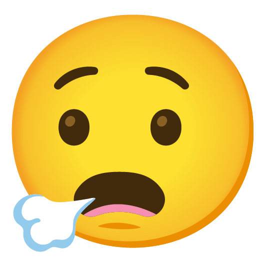 face exhaling frowning