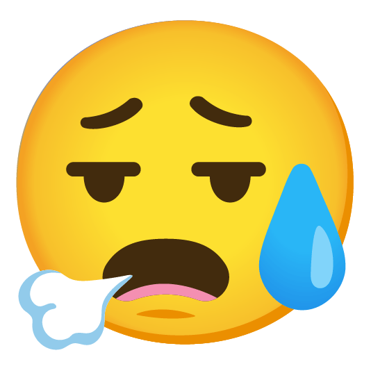 face exhaling cold sweat