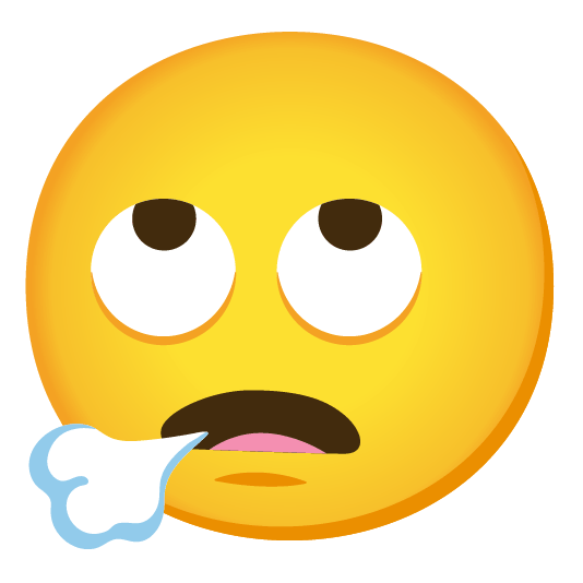 face exhaling face with rolling eyes