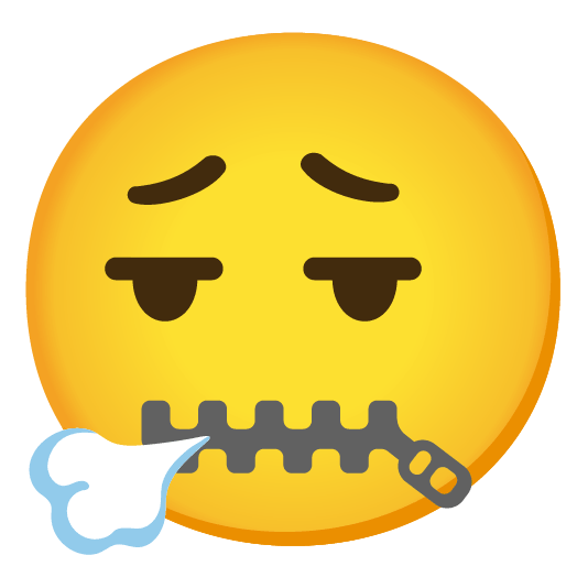 face exhaling zipper mouth face
