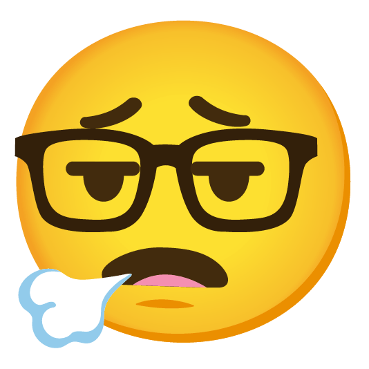 face exhaling nerd face