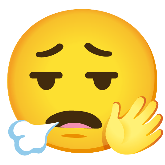 face exhaling hugging face