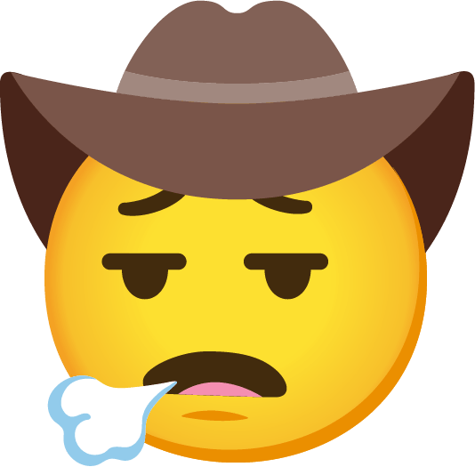 face exhaling face with cowboy hat